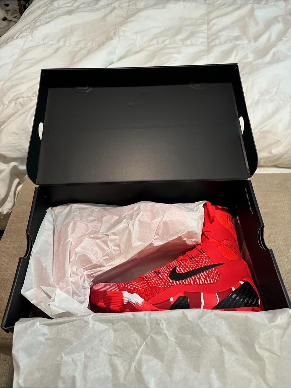 Kobe 9 Nike Christmas 2024 Red High-Top Basketball Sneaker with Black Swoosh